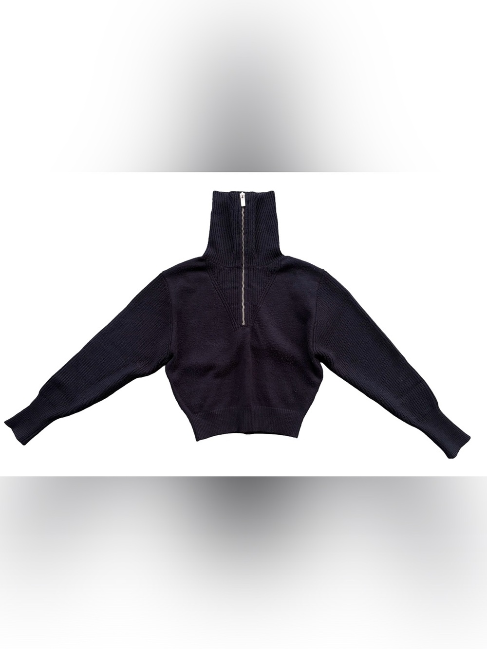 Zara Cropped Black Half-Zip Funnel Neck Sweater | Women’s Size Small